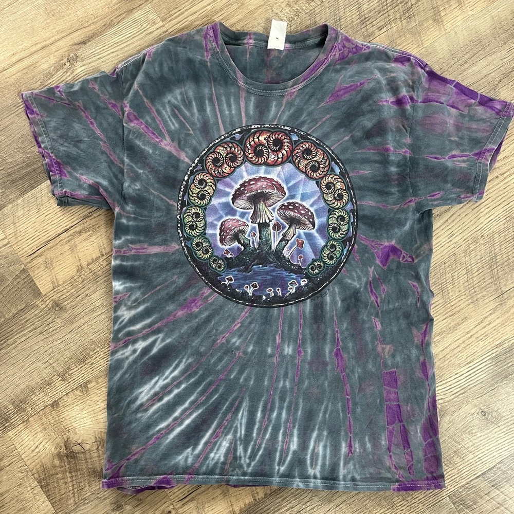 Vintage 1996 Mike Dubois Psychedelic Tie-Dye T-Shirt with Mushroom Design